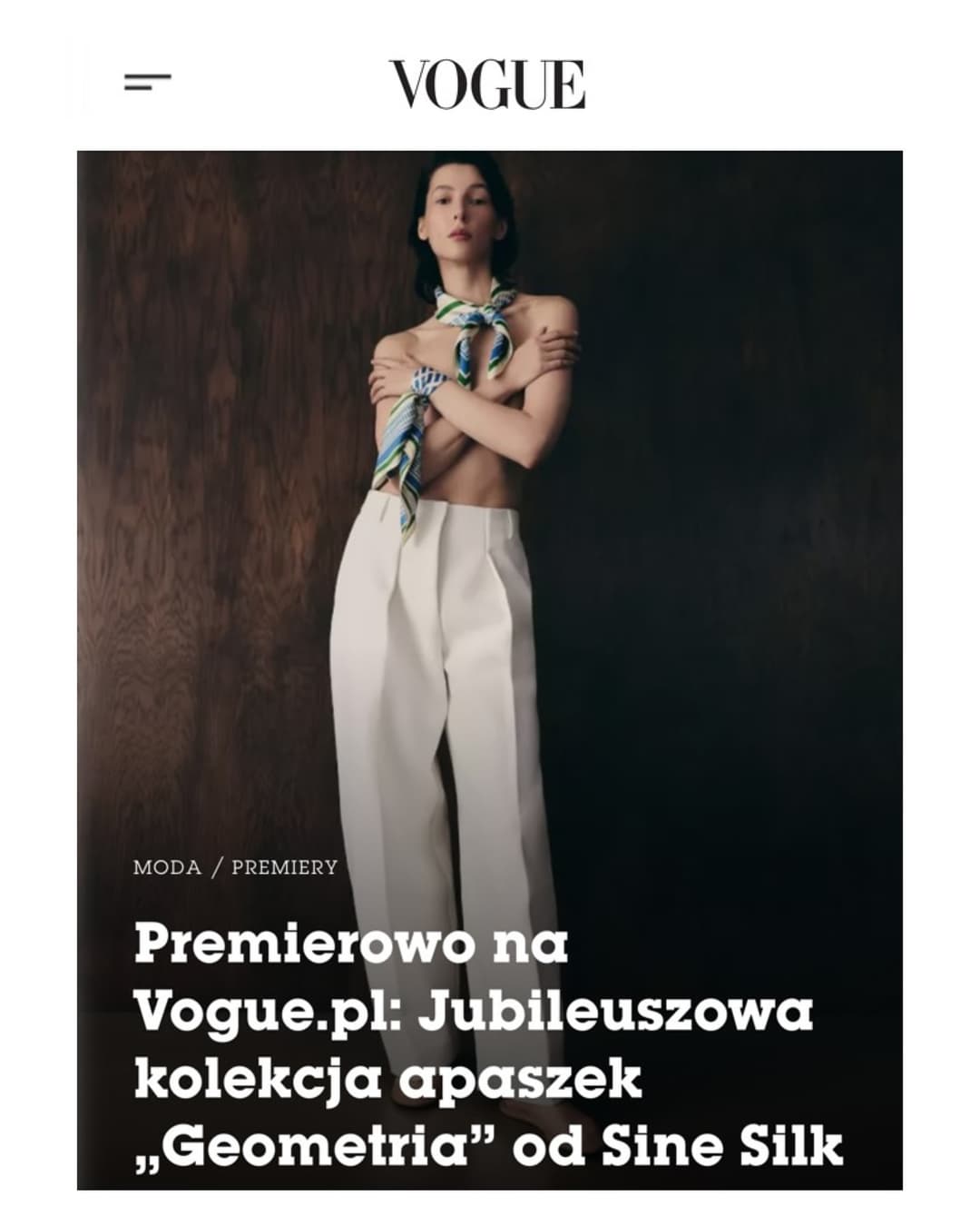 Z okazji jubileuszowej kolekcji „Geometria” powstał piękny artykuł opisujący nie tylko samą kolekcję, ale całą drogę Sine Silk. 
Wielkie podziękowania dla @kamiwagner i @vogue.polska oraz dla wszystkich, którzy przyczynili się do wyjątkowej sesji zdjęciowej. (1/4)