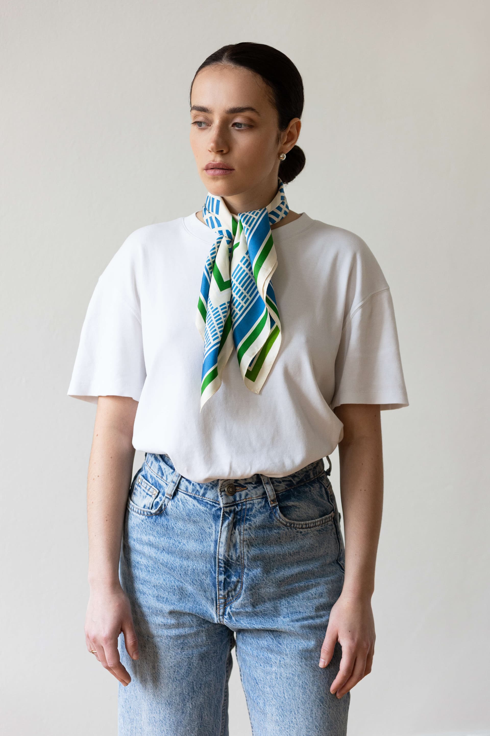 Double-sided silk scarf 65 cm | Geometry 003 — view 5