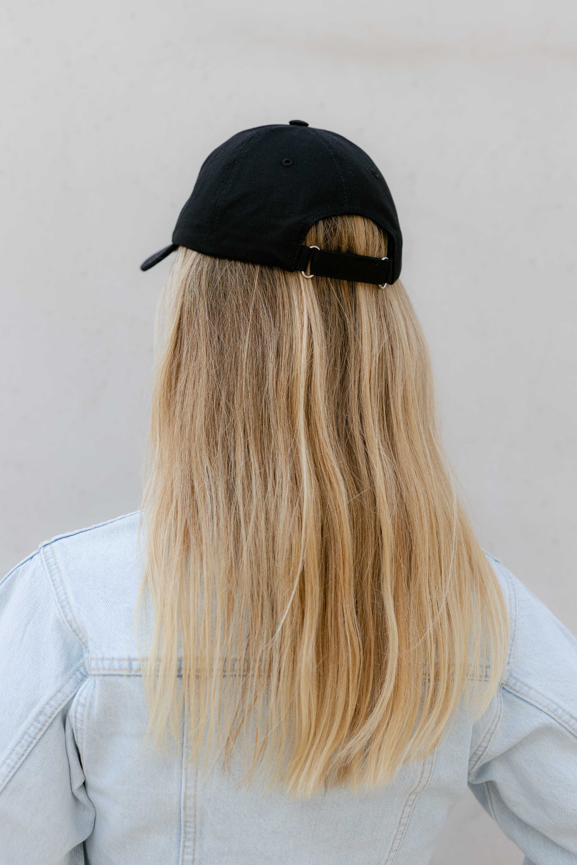 Black baseball cap with optional silk accessory — view 8