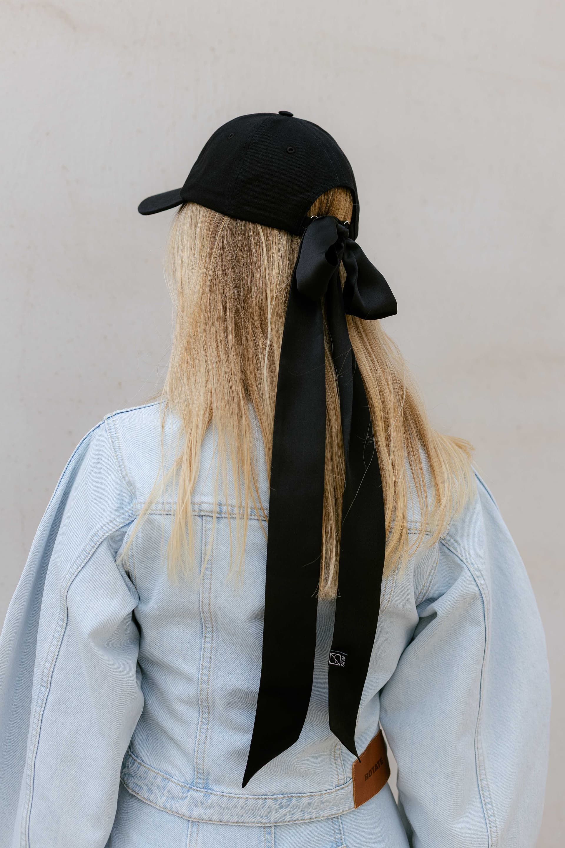 Black baseball cap with optional silk accessory — view 10
