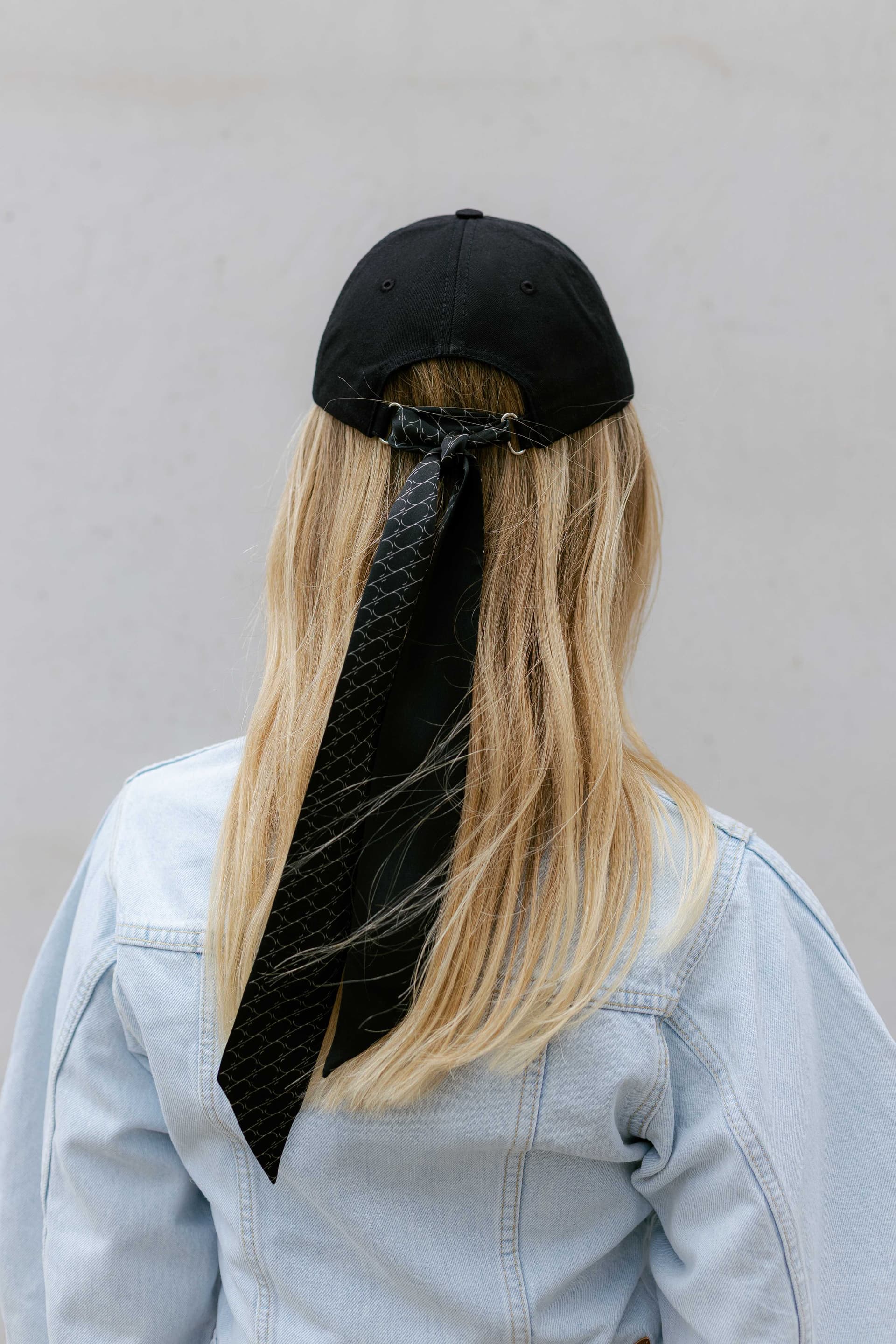Black baseball cap with optional silk accessory — view 11