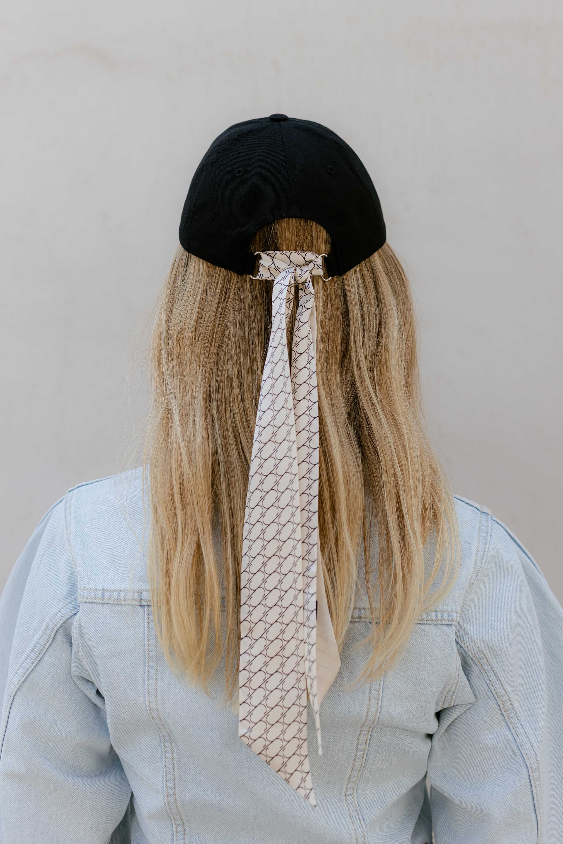 Black baseball cap with optional silk accessory — view 14