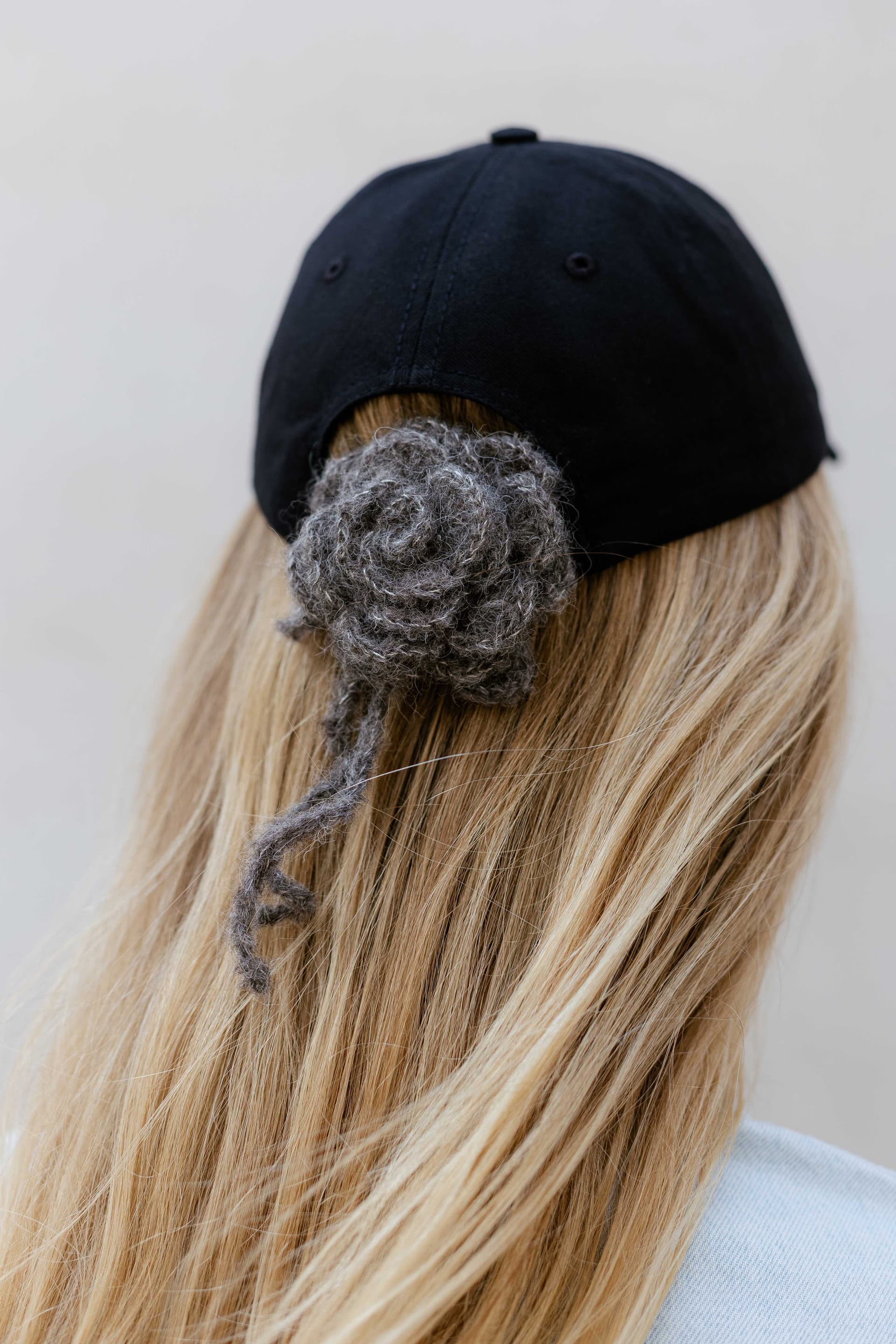 Black baseball cap with optional silk accessory