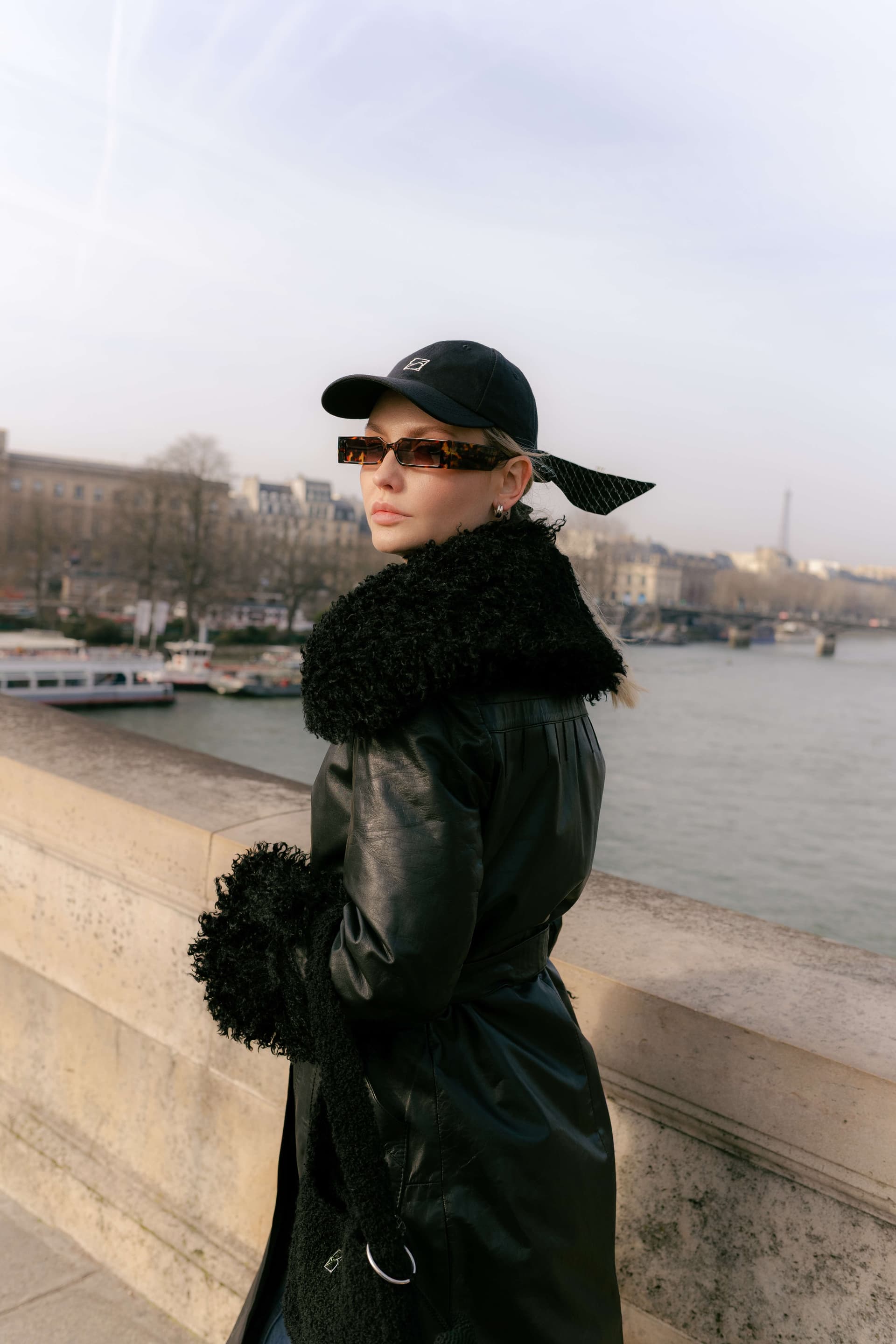 Black baseball cap with optional silk accessory