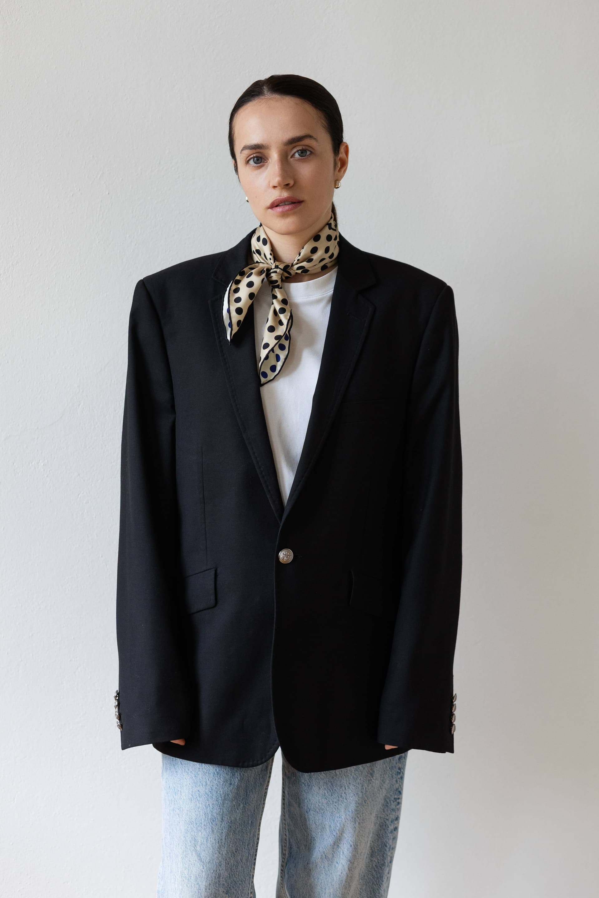 Silk Scarf 53 cm Polka Dot beige / cream — view 3