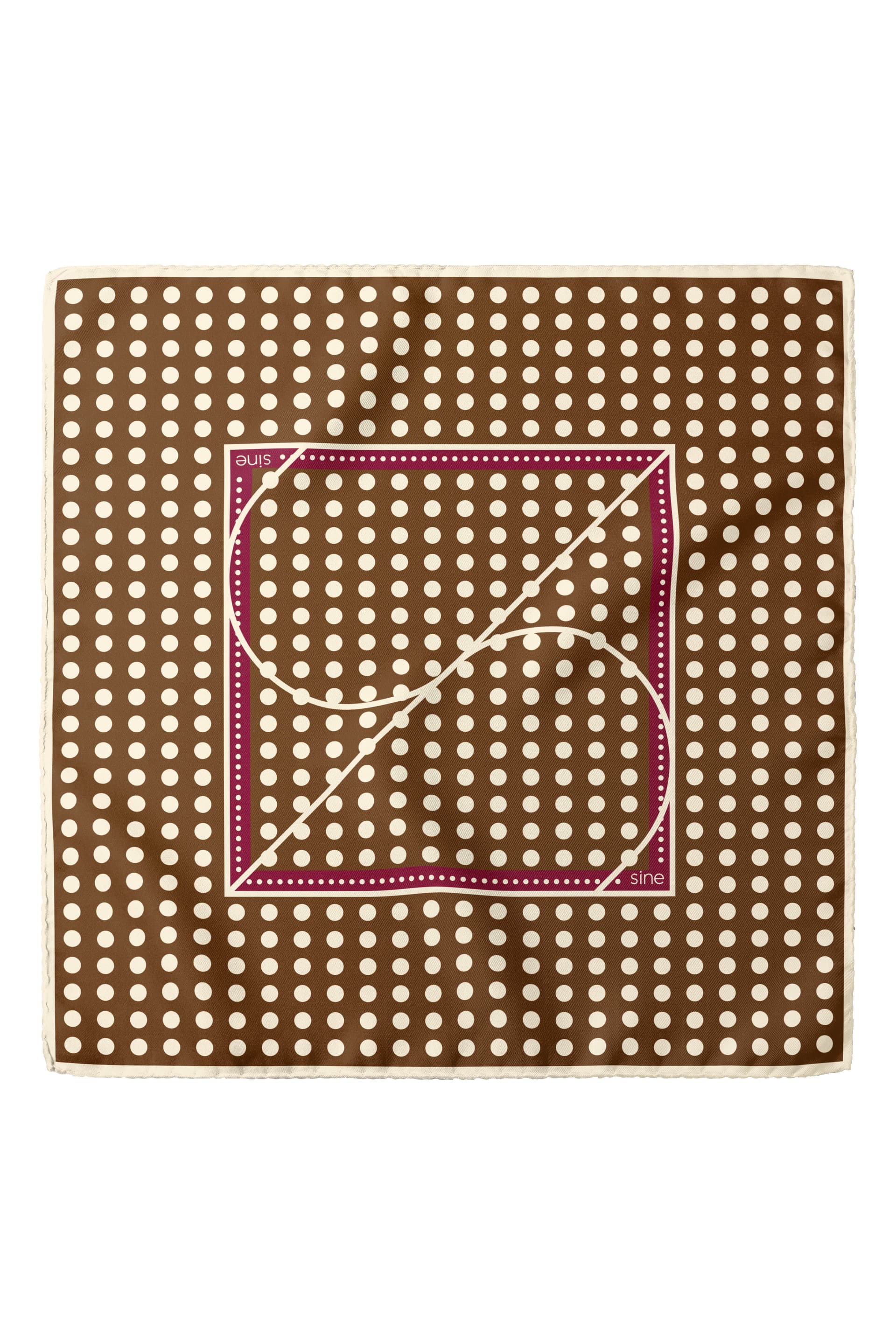 Jedwabna apaszka dwustronna 53 cm Polka Dot burgundy / brown