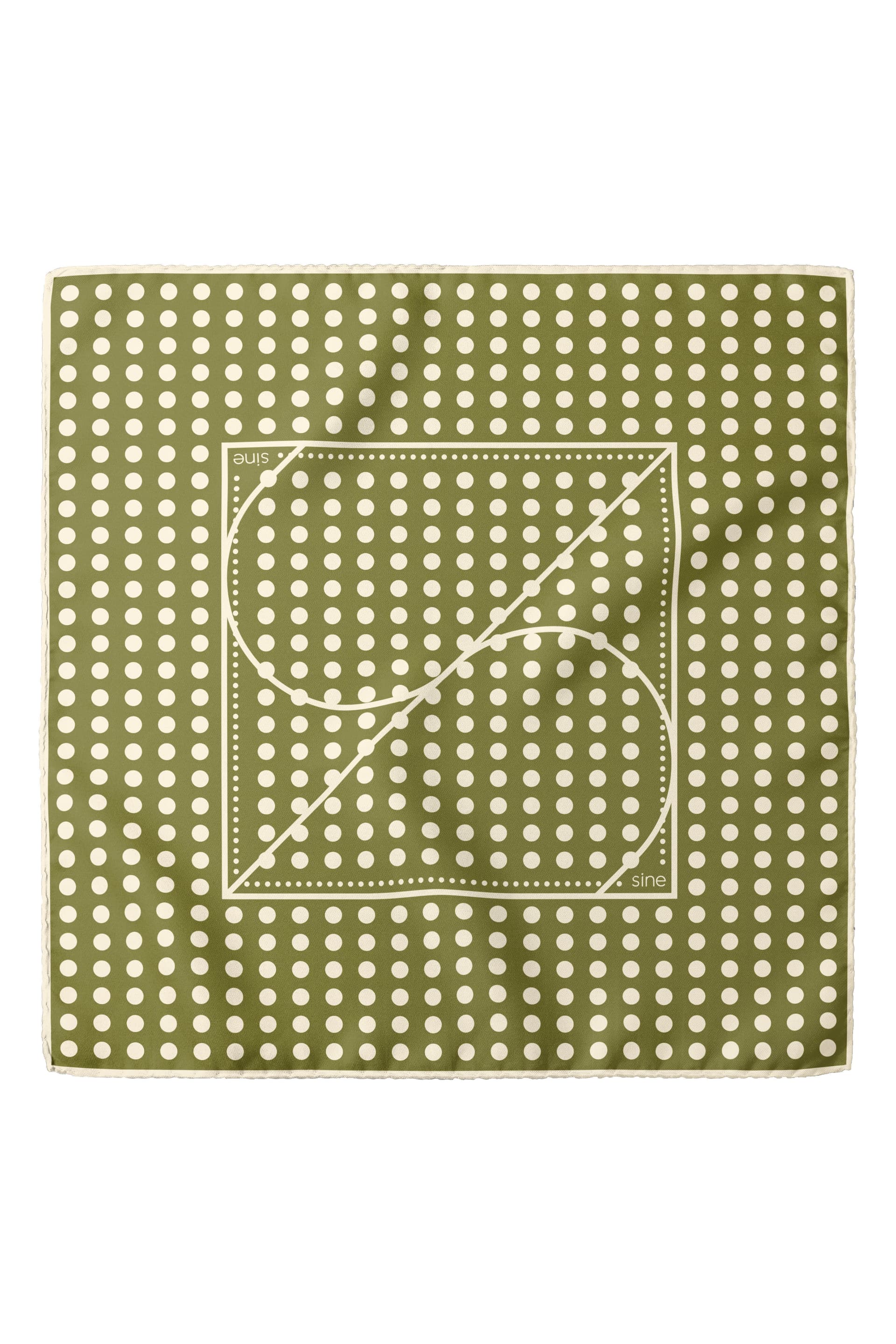 Jedwabna apaszka dwustronna 53 cm Polka Dot grey / green
