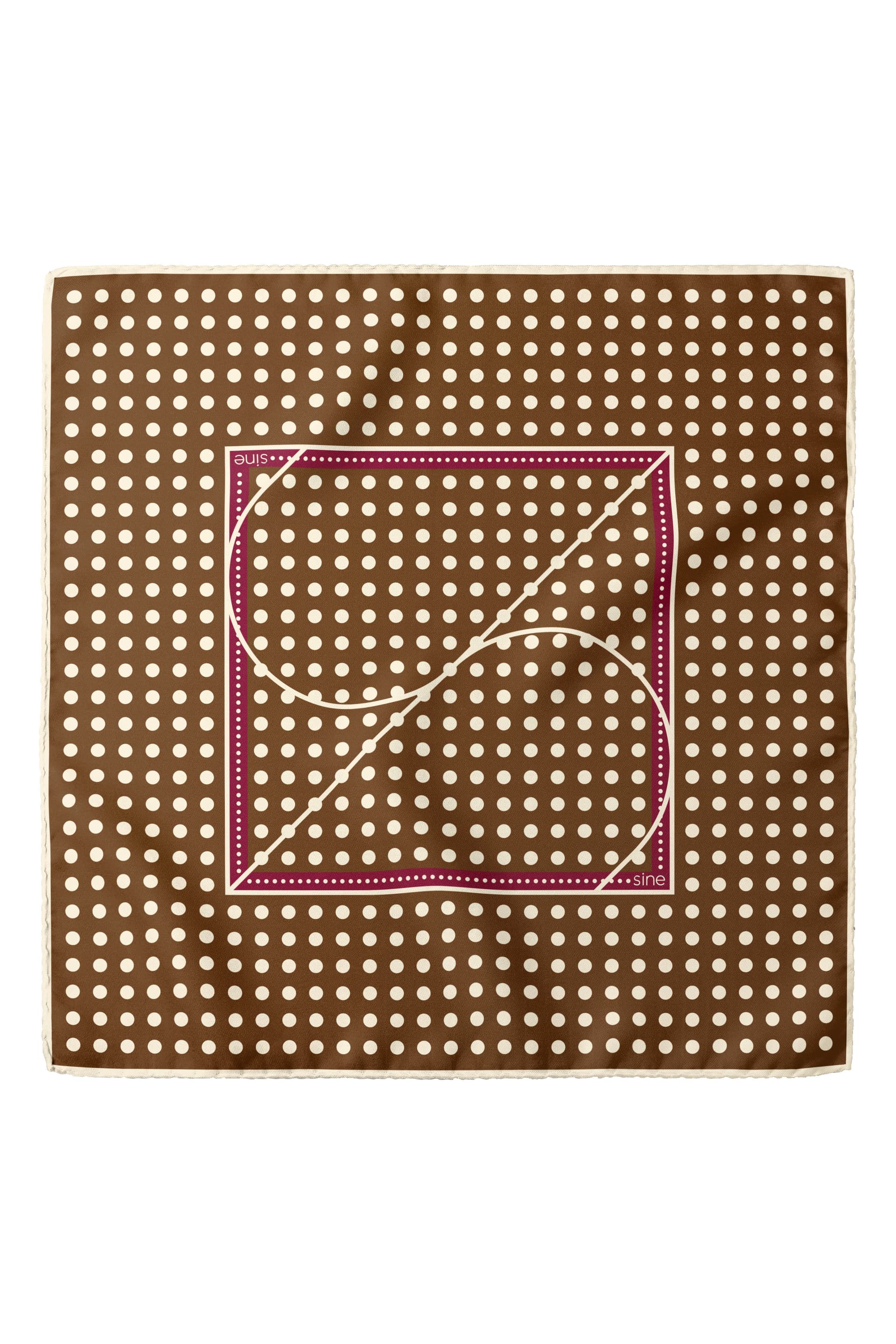 Jedwabna apaszka dwustronna 65 cm Polka Dot burgundy / brown