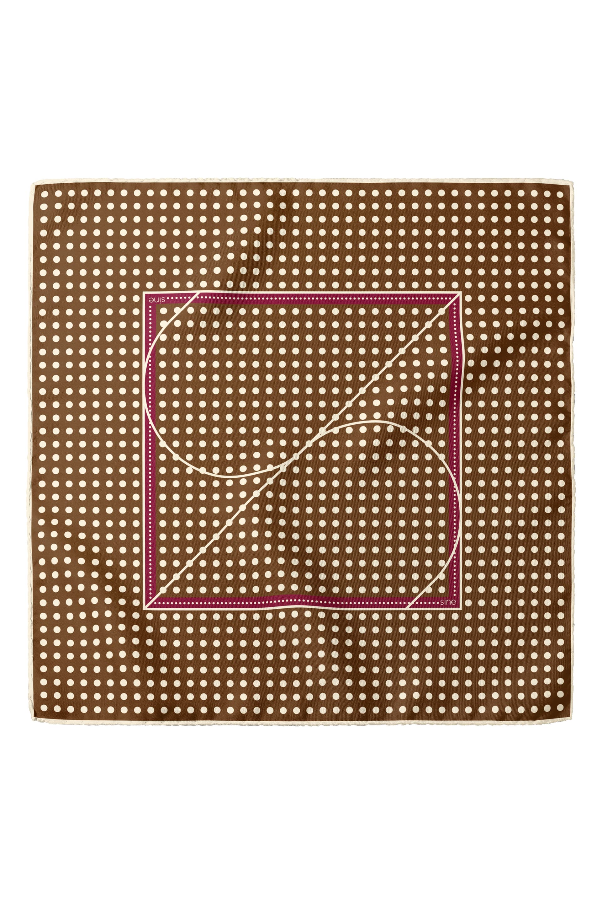 Jedwabna apaszka dwustronna 90 cm Polka Dot burgundy / brown