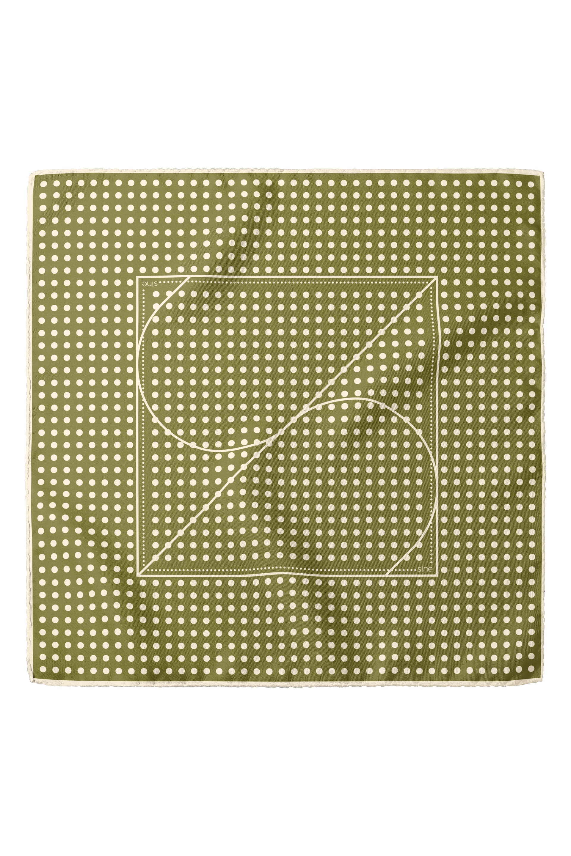 Jedwabna apaszka dwustronna 90 cm Polka Dot grey / green