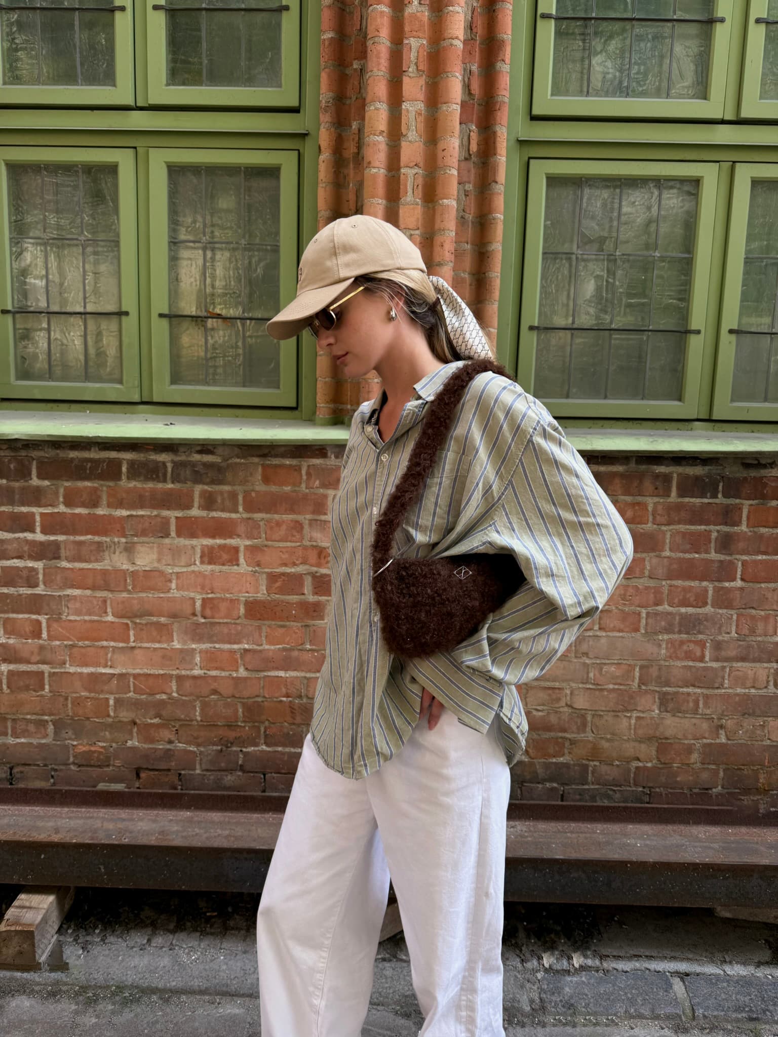 Beige baseball cap with optional silk accessory — view 11