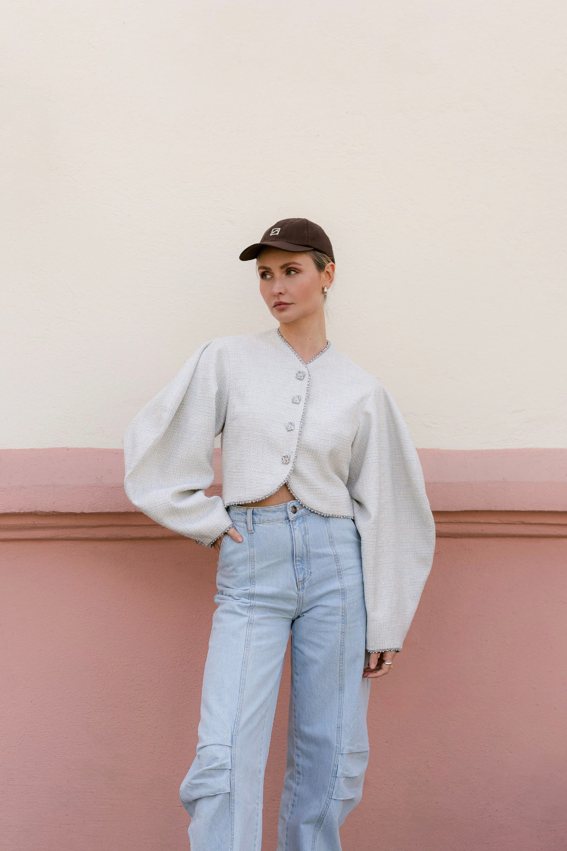Brown baseball cap with optional silk accessory — view 16