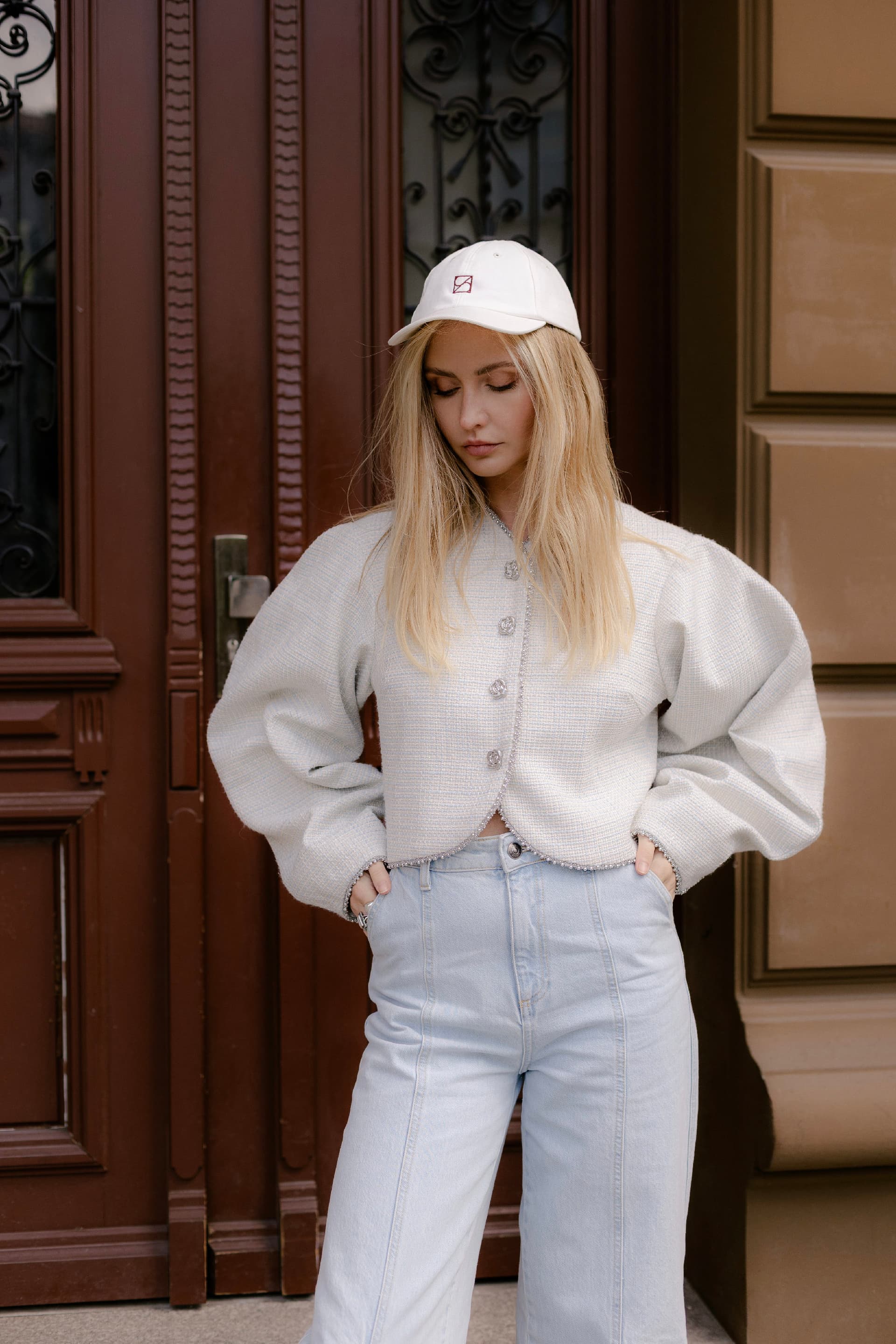 White baseball cap with optional silk accessory — view 10