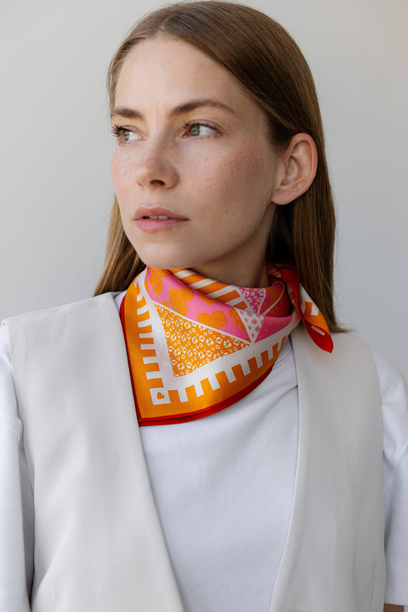 Jedwabna apaszka dwustronna 53 cm | PATCHWORK