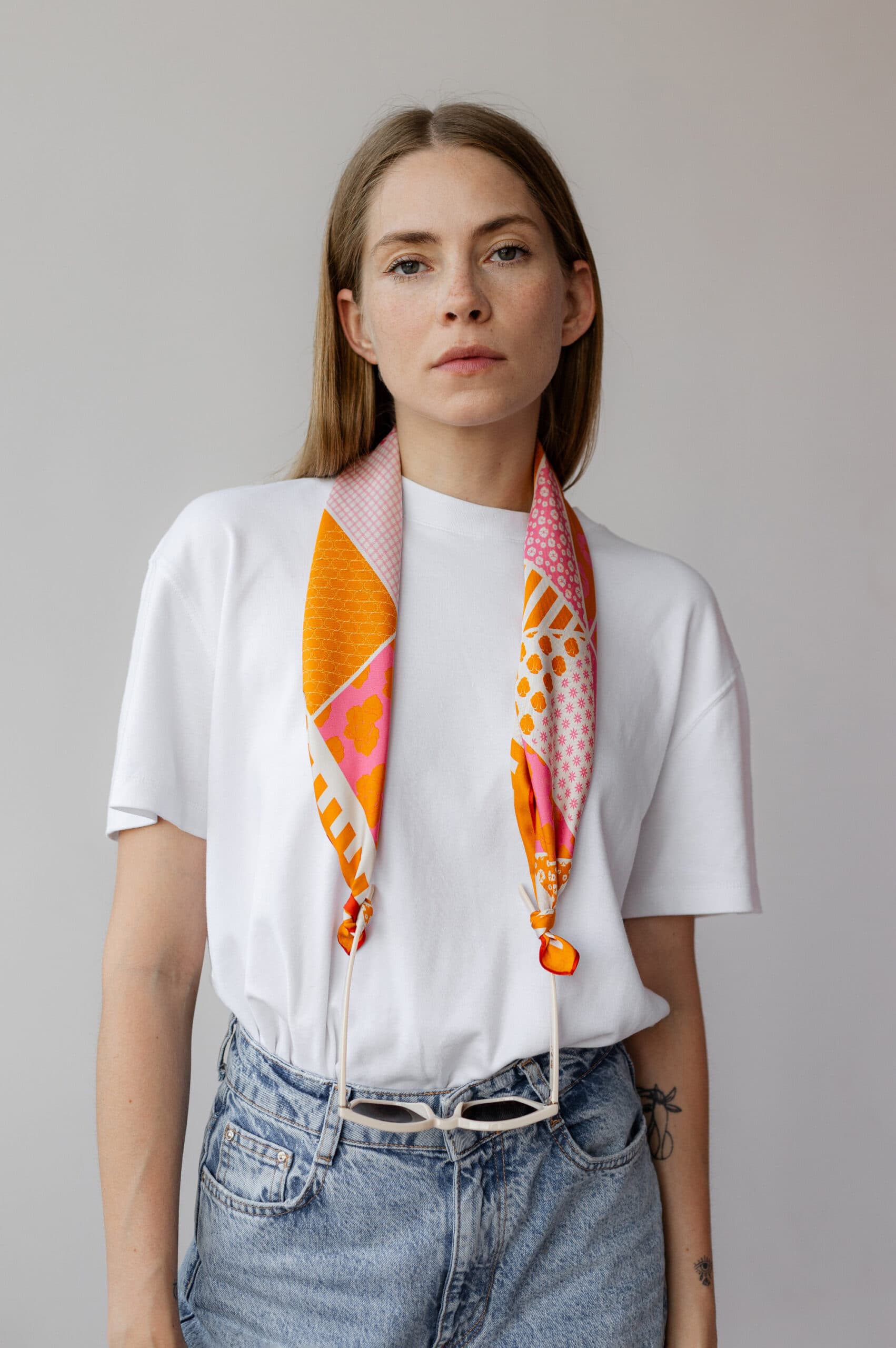 Jedwabna apaszka dwustronna 65 cm | PATCHWORK