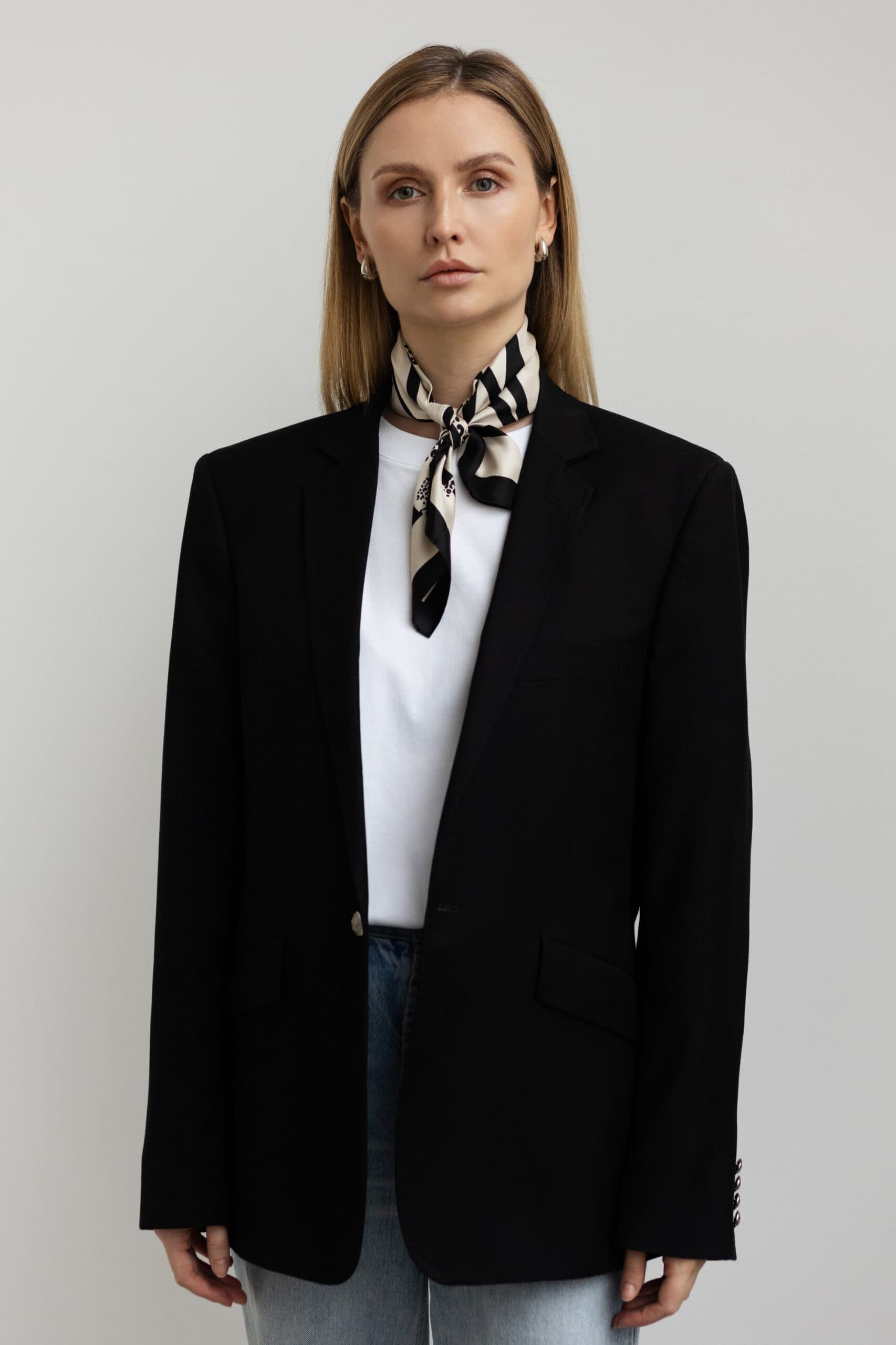 Jedwabna apaszka kremowa 53 cm | LAMPARTY