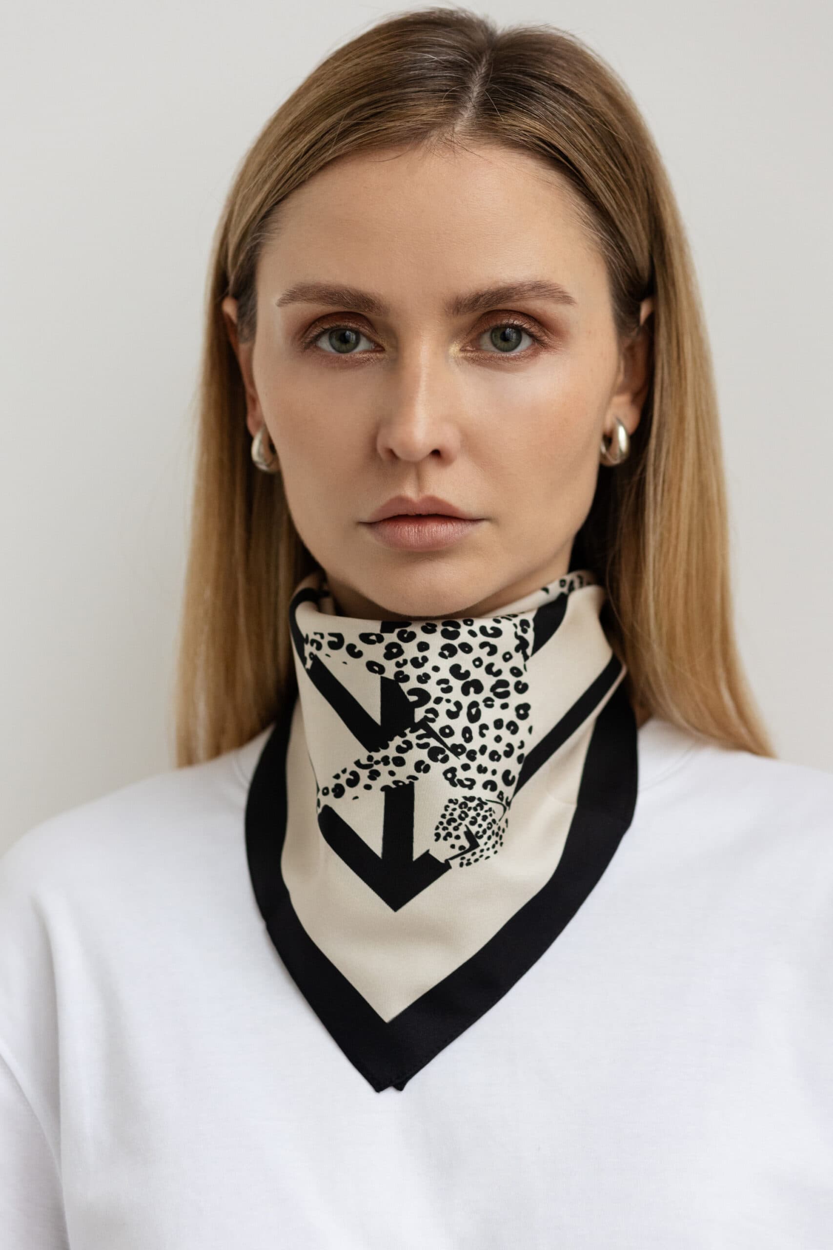 Cream Silk Scarf 53 cm | LEOPARD — view 3