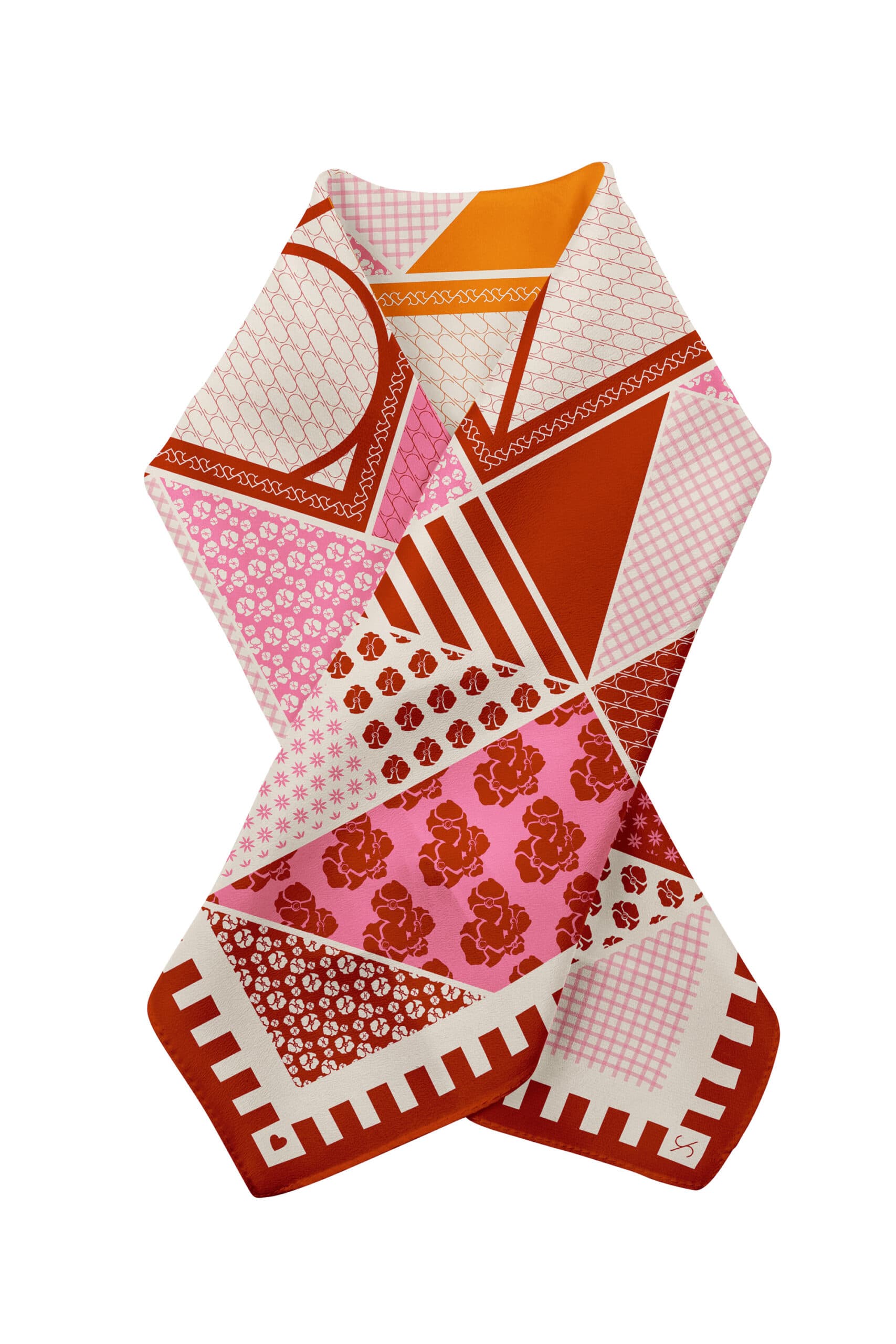 Jedwabna apaszka dwustronna 53 cm | PATCHWORK