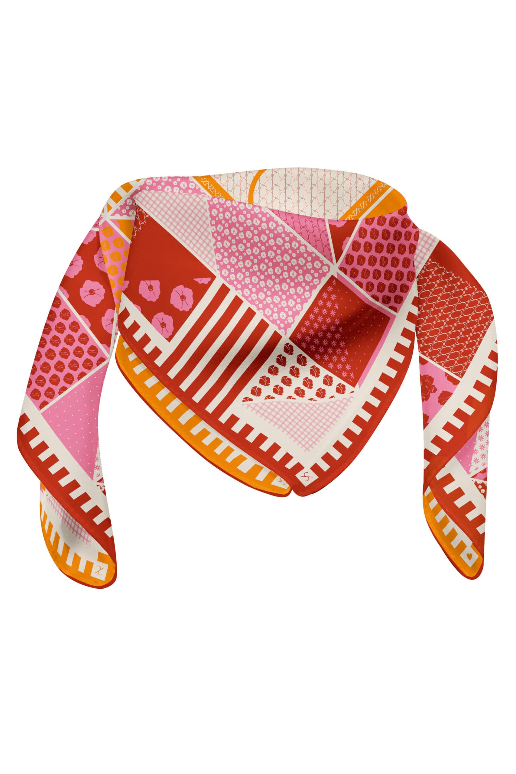 Jedwabna apaszka dwustronna 65 cm | PATCHWORK