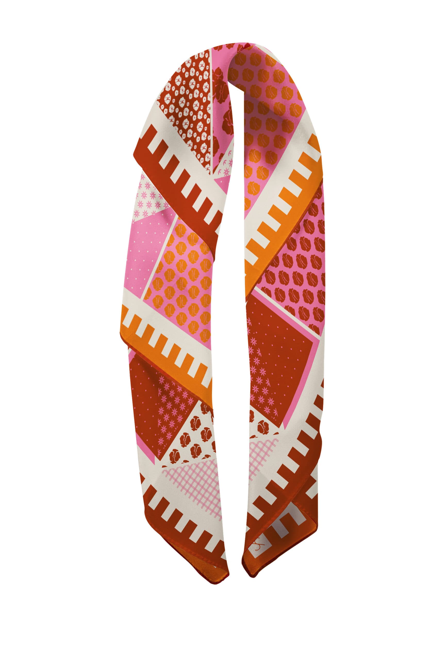 Jedwabna apaszka dwustronna 65 cm | PATCHWORK