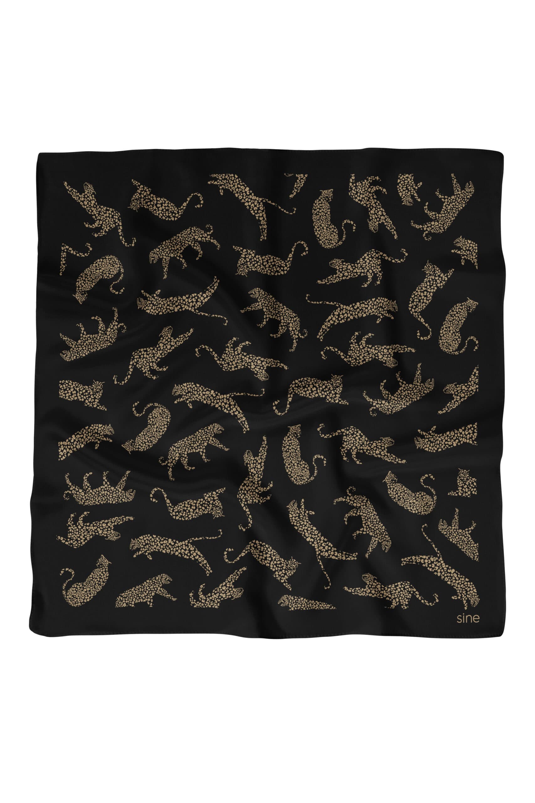 Black silk scarf 53 cm | LEOPARDS — view 1