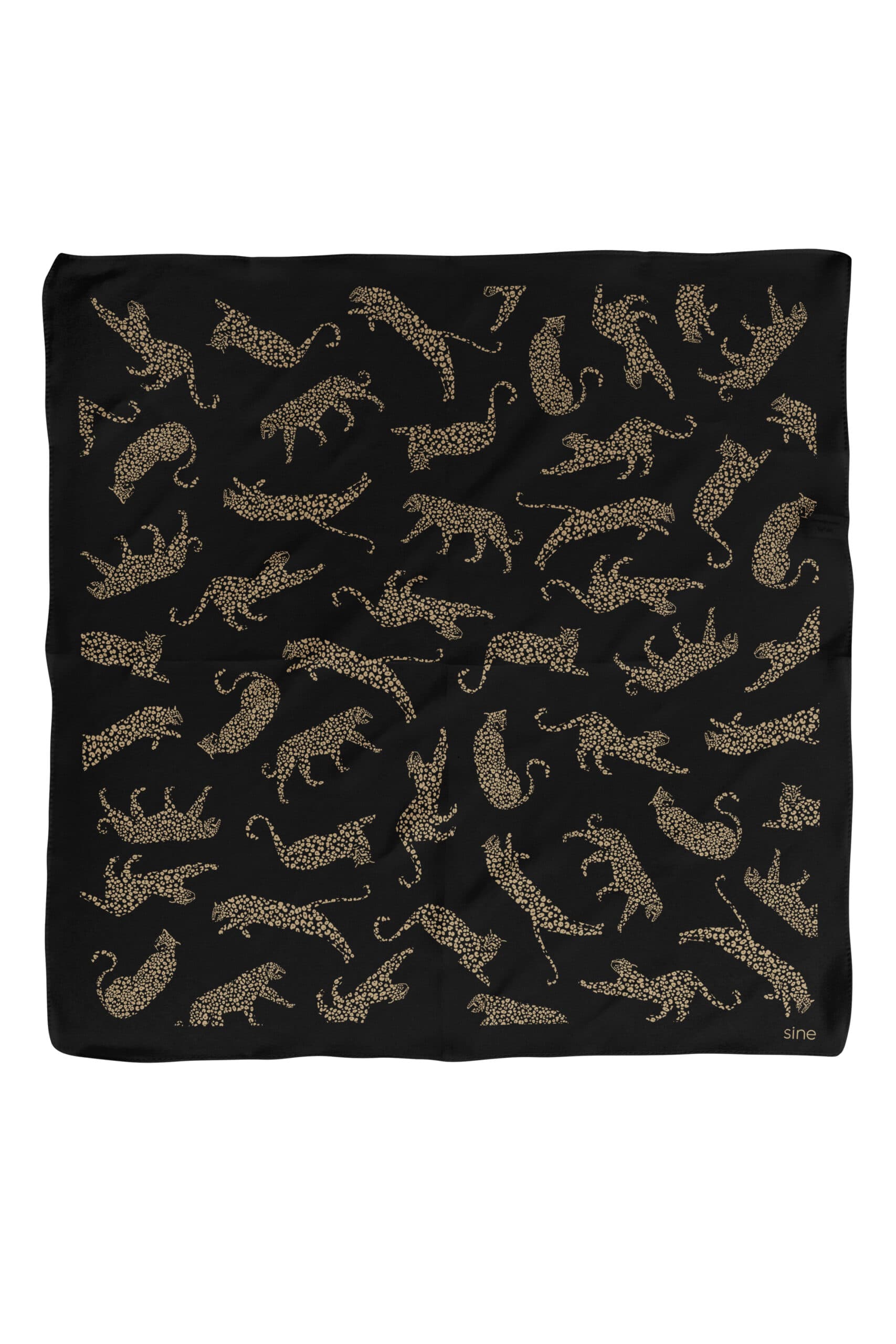 Black silk scarf 65 cm | LEOPARDS — view 1