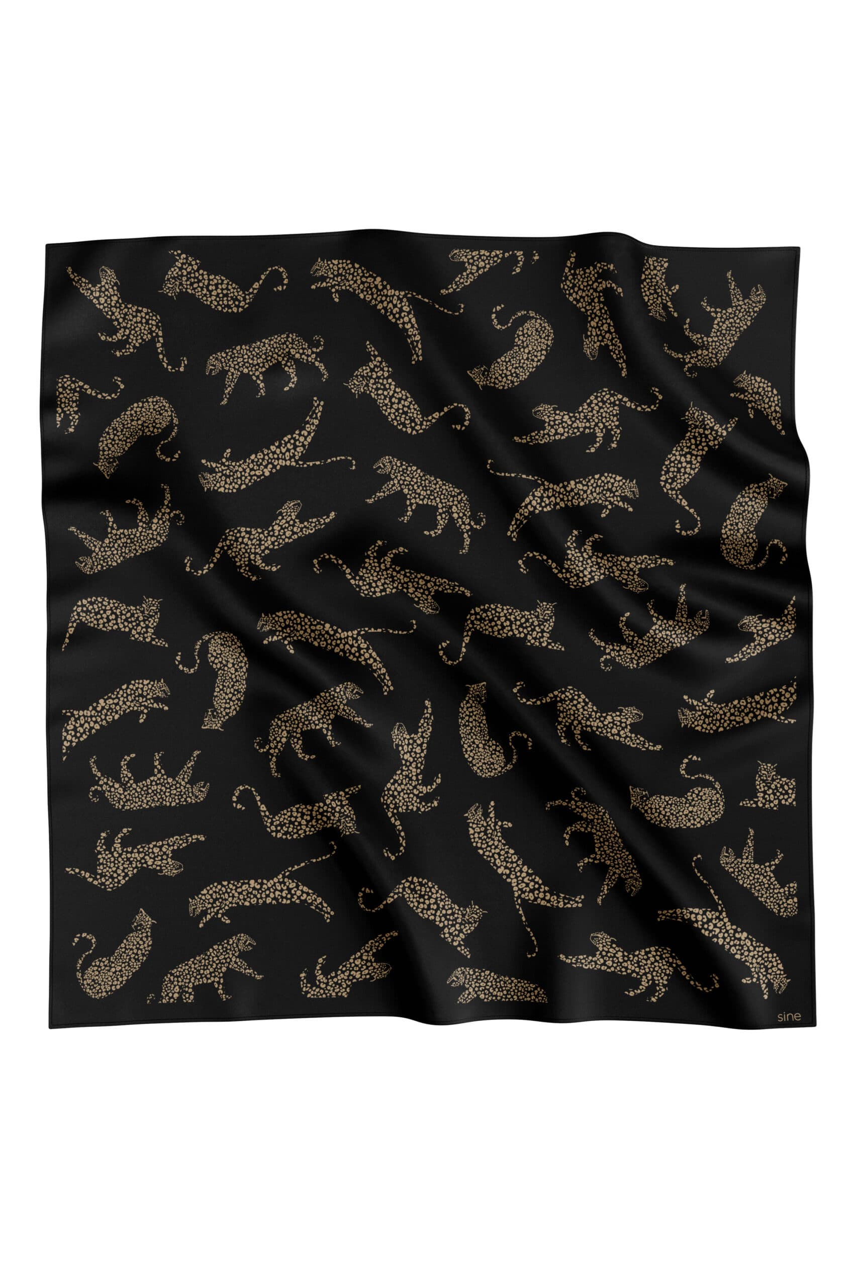 Black Silk Scarf 90 cm | LEOPARD — view 1