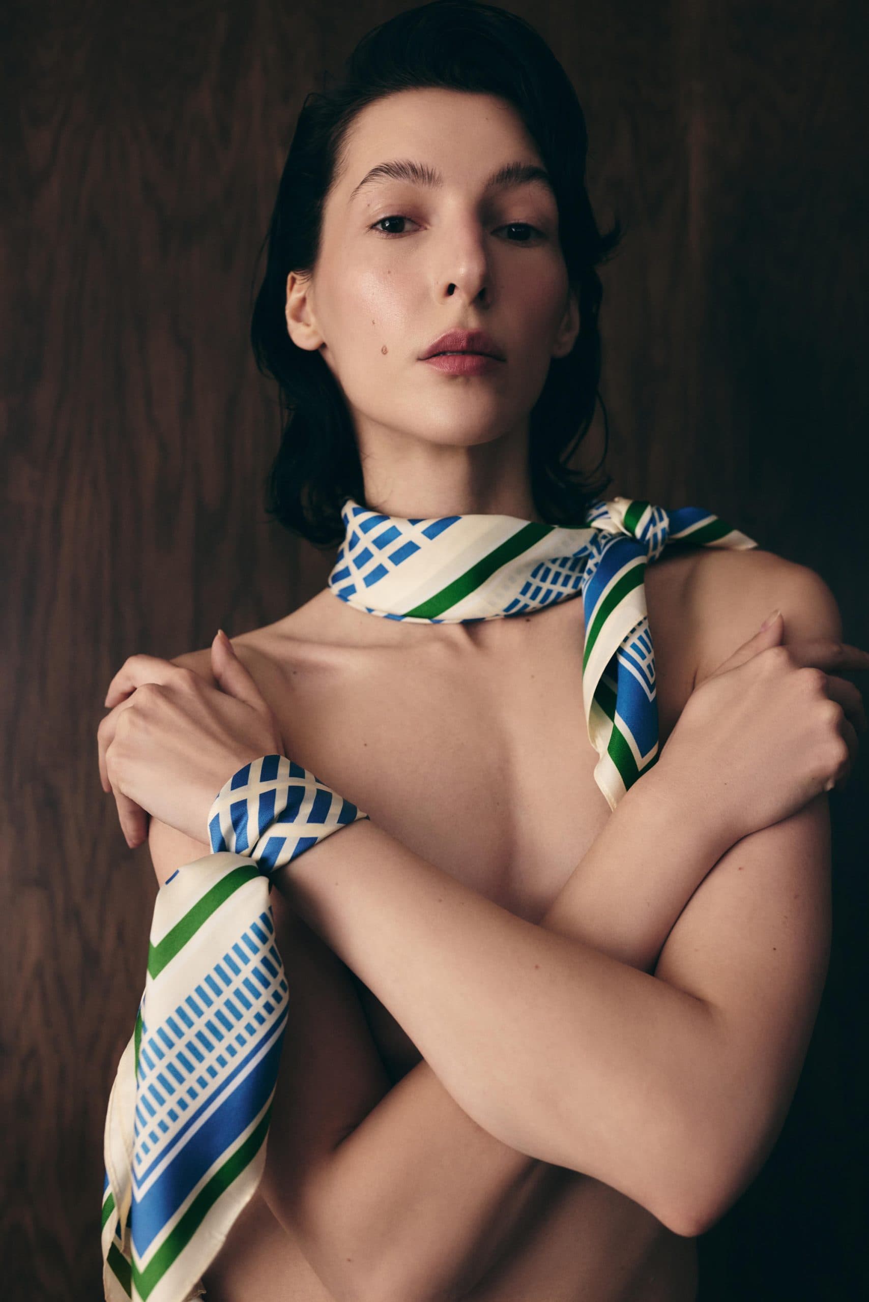 Jedwabna apaszka dwustronna 65 cm | Geometria 003