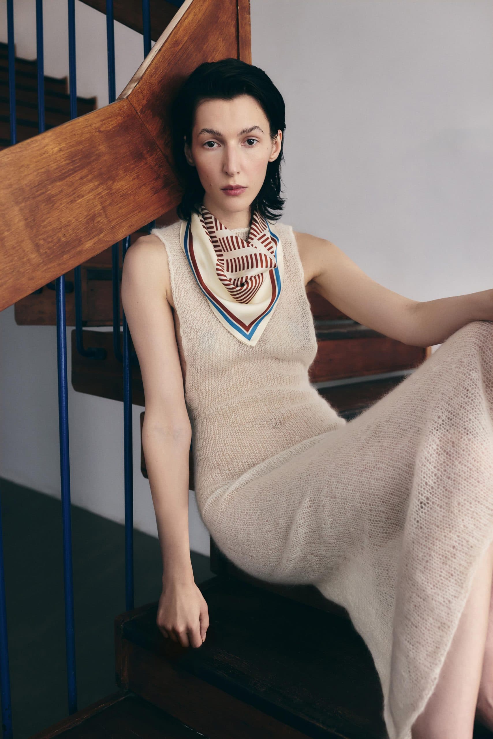 Double-sided silk scarf 53 cm | Geometry 001 — view 7