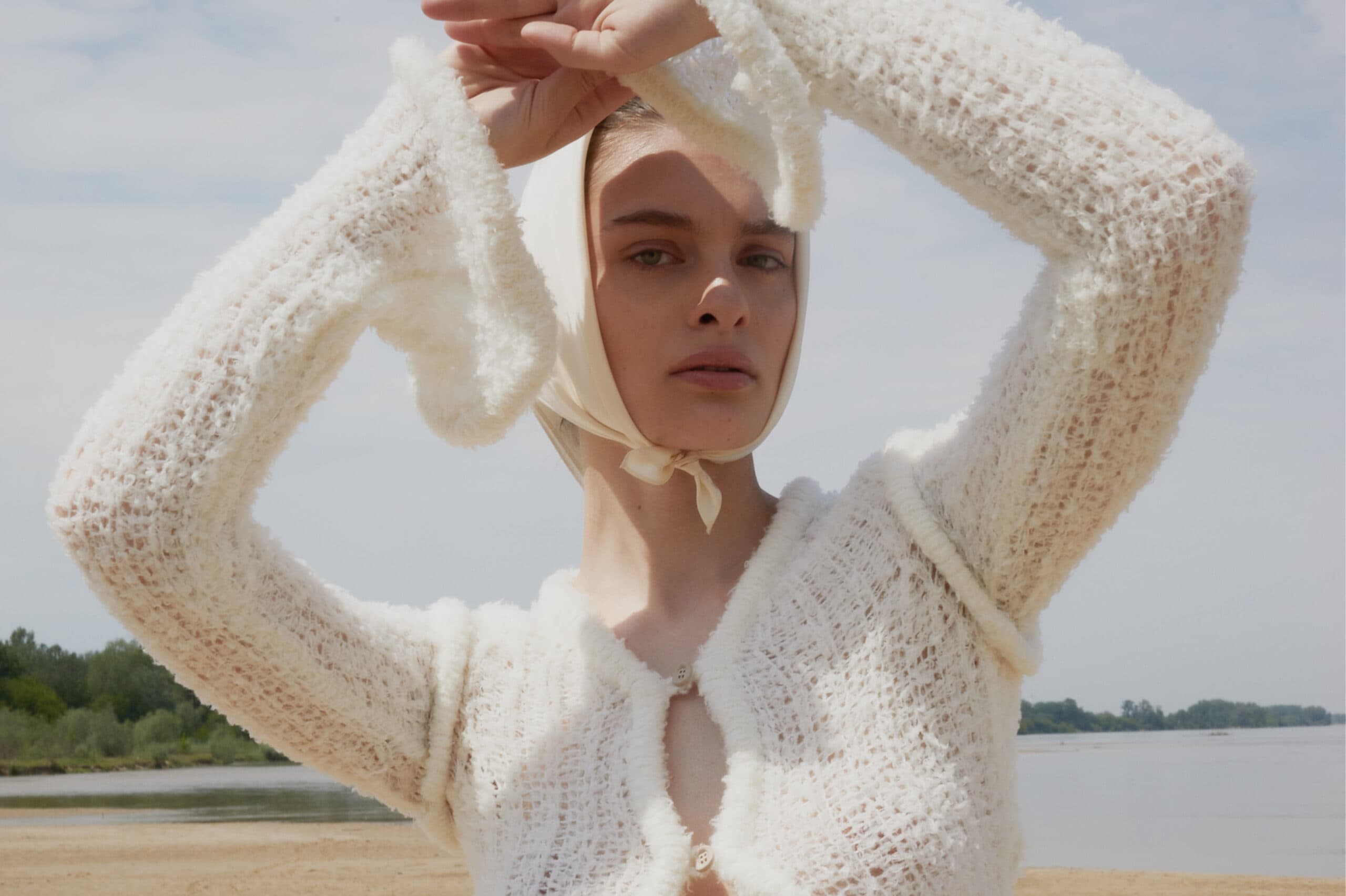 Jedwabna apaszka 53 cm | KREM