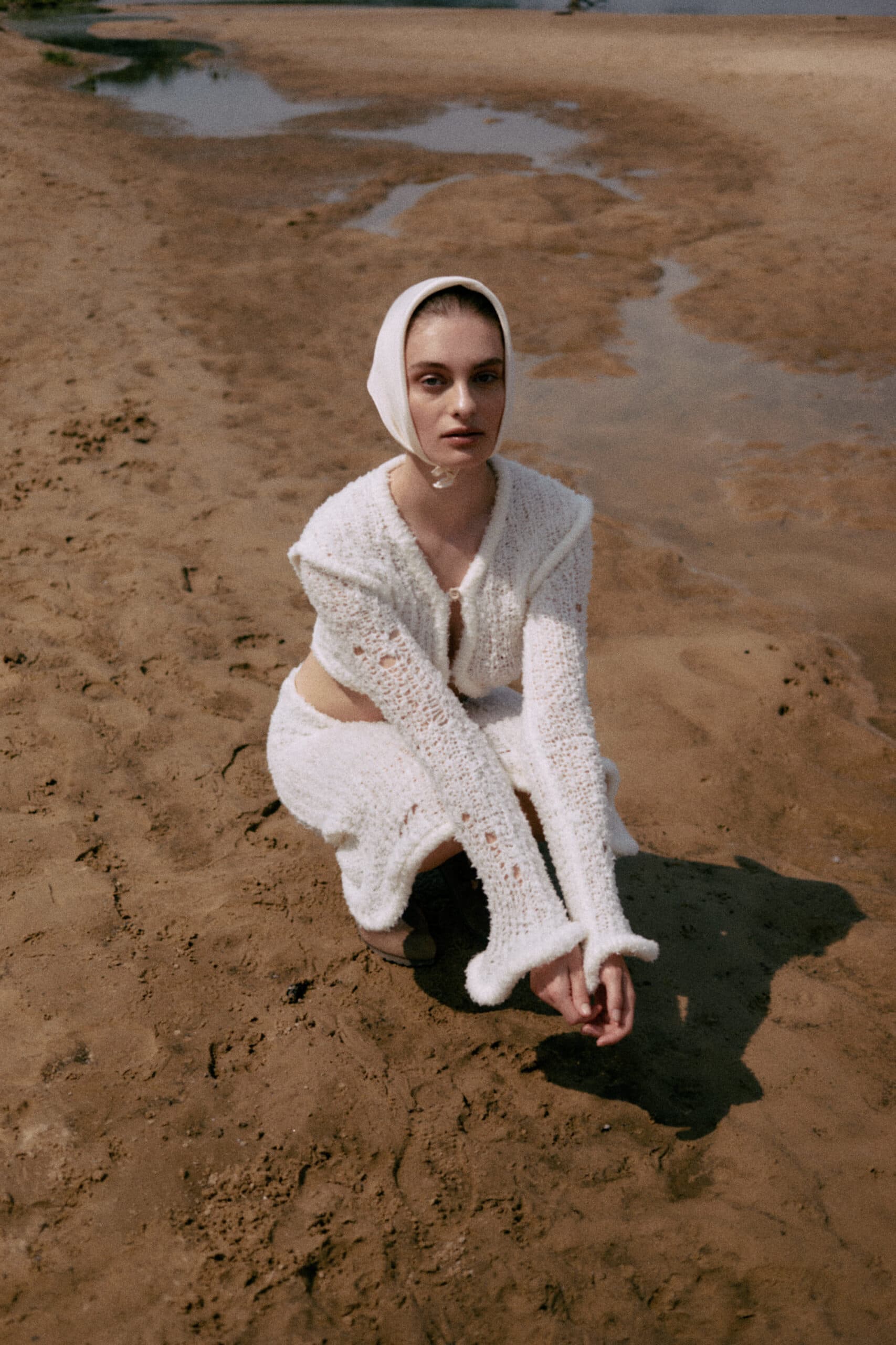 Jedwabna apaszka 53 cm | KREM