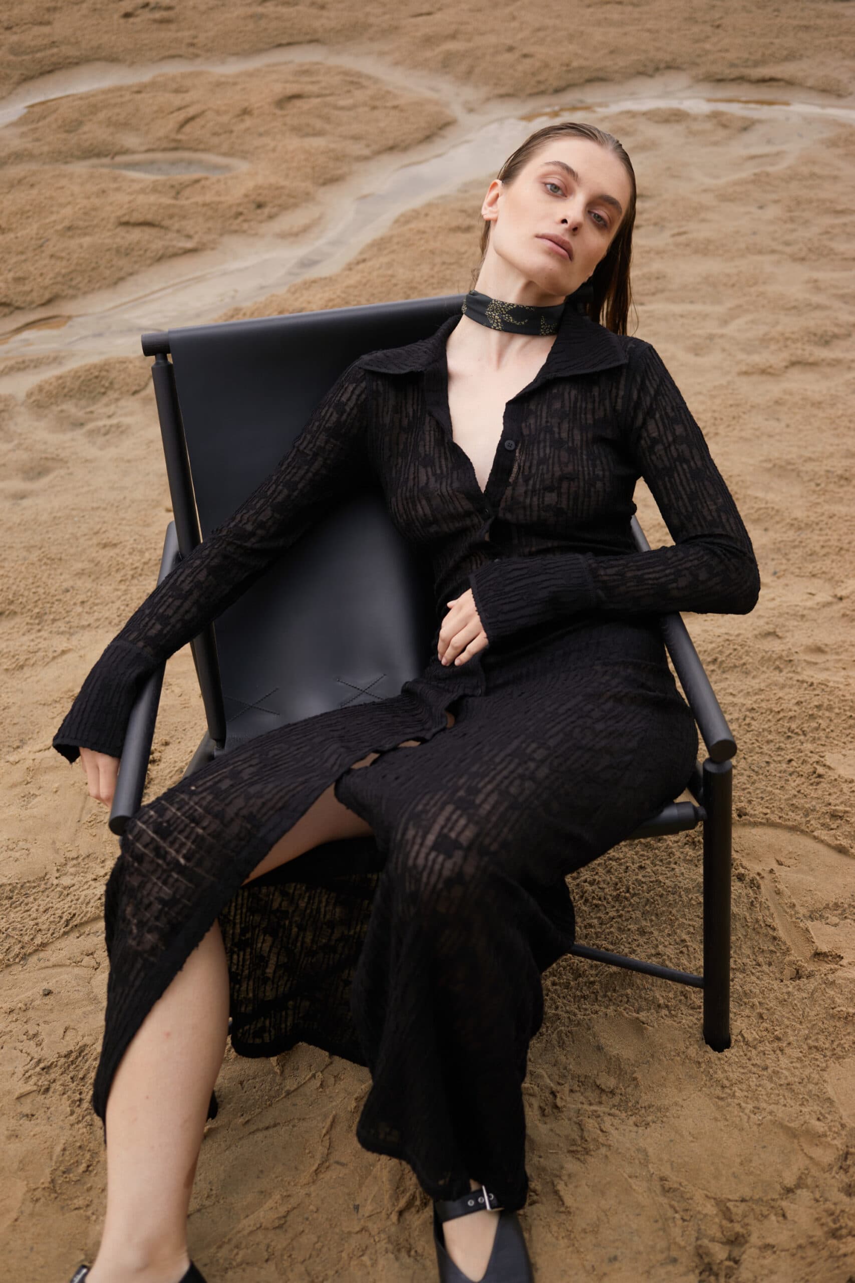 Jedwabna apaszka czarna 53 cm | LAMPARTY