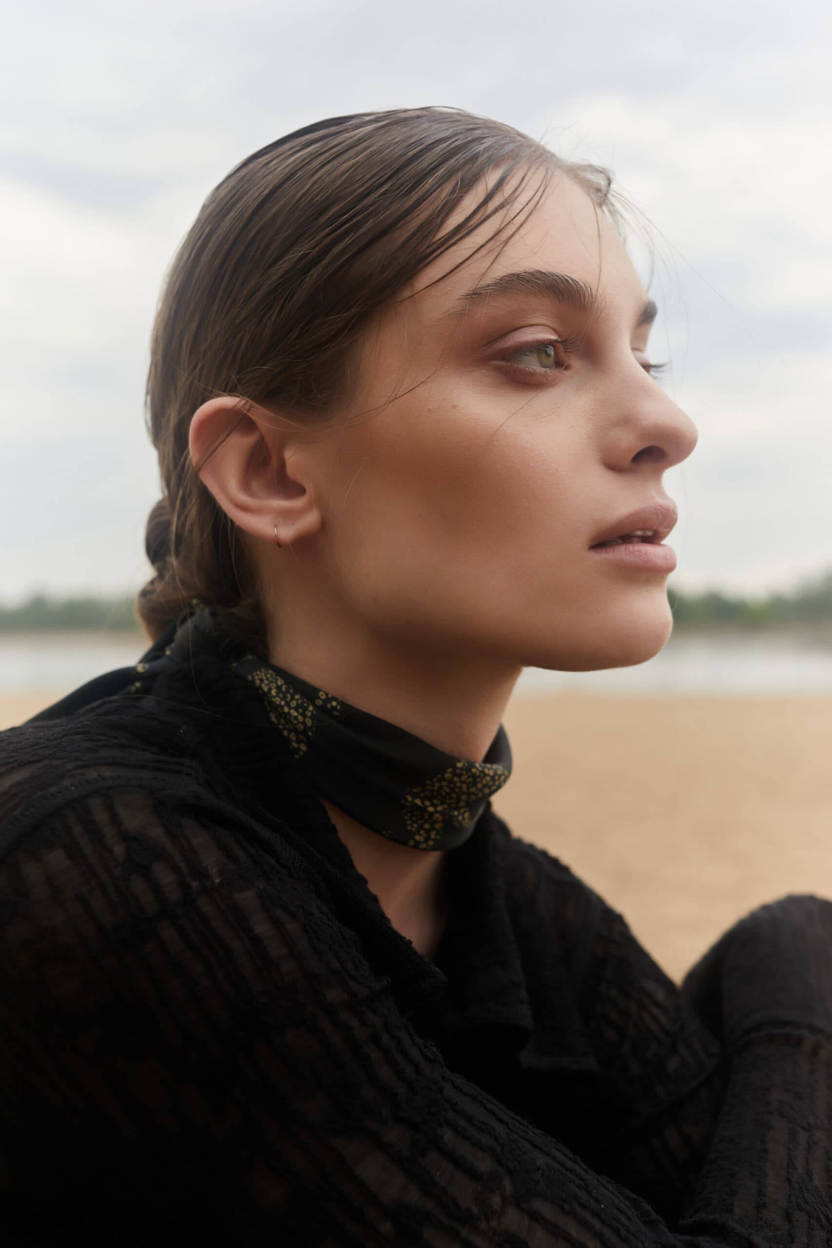 Jedwabna apaszka czarna 53 cm | LAMPARTY